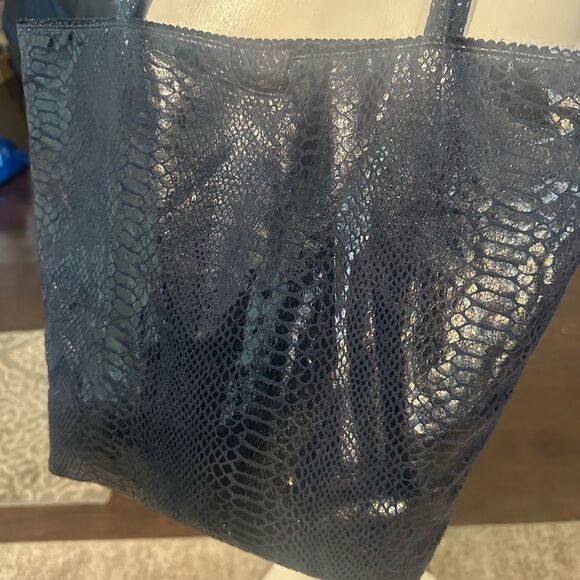 Carlos Falchi Tote - Python Microfiber (Navy Blue) - Picture 3 of 11